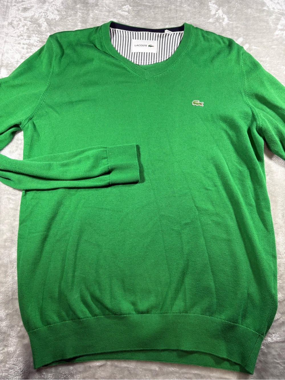 Lacoste Pima Cotton V Neck Sweater Size Large